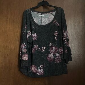 Maurices Black and Purple Floral Blouse